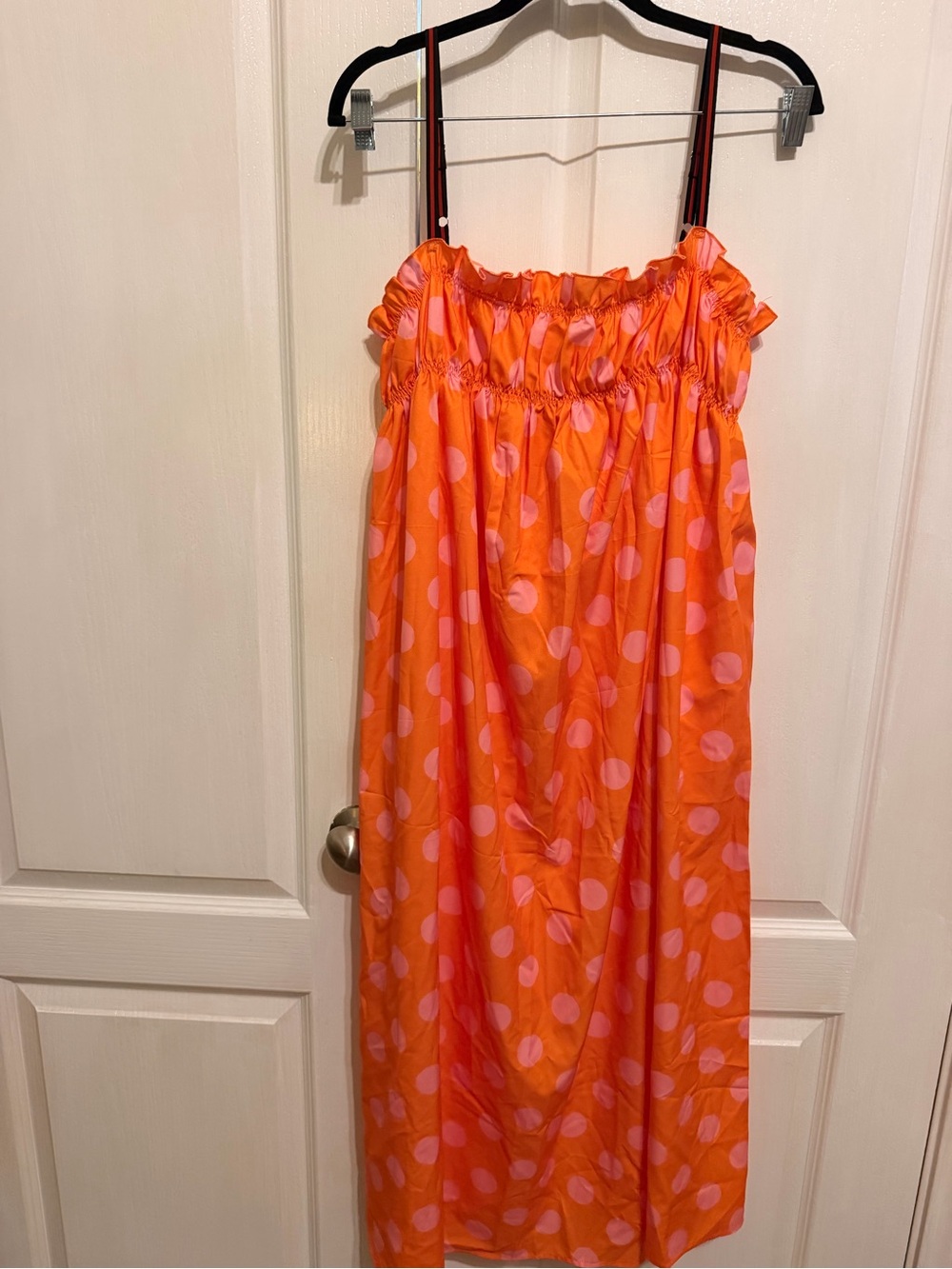 Women’s Orange Pink Polka Dot Dress